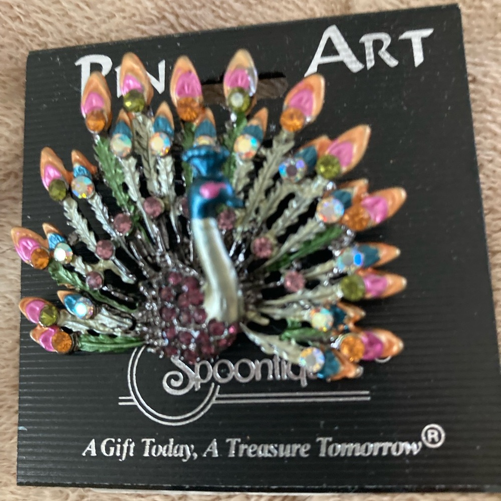 Colorful Peacock Brooch